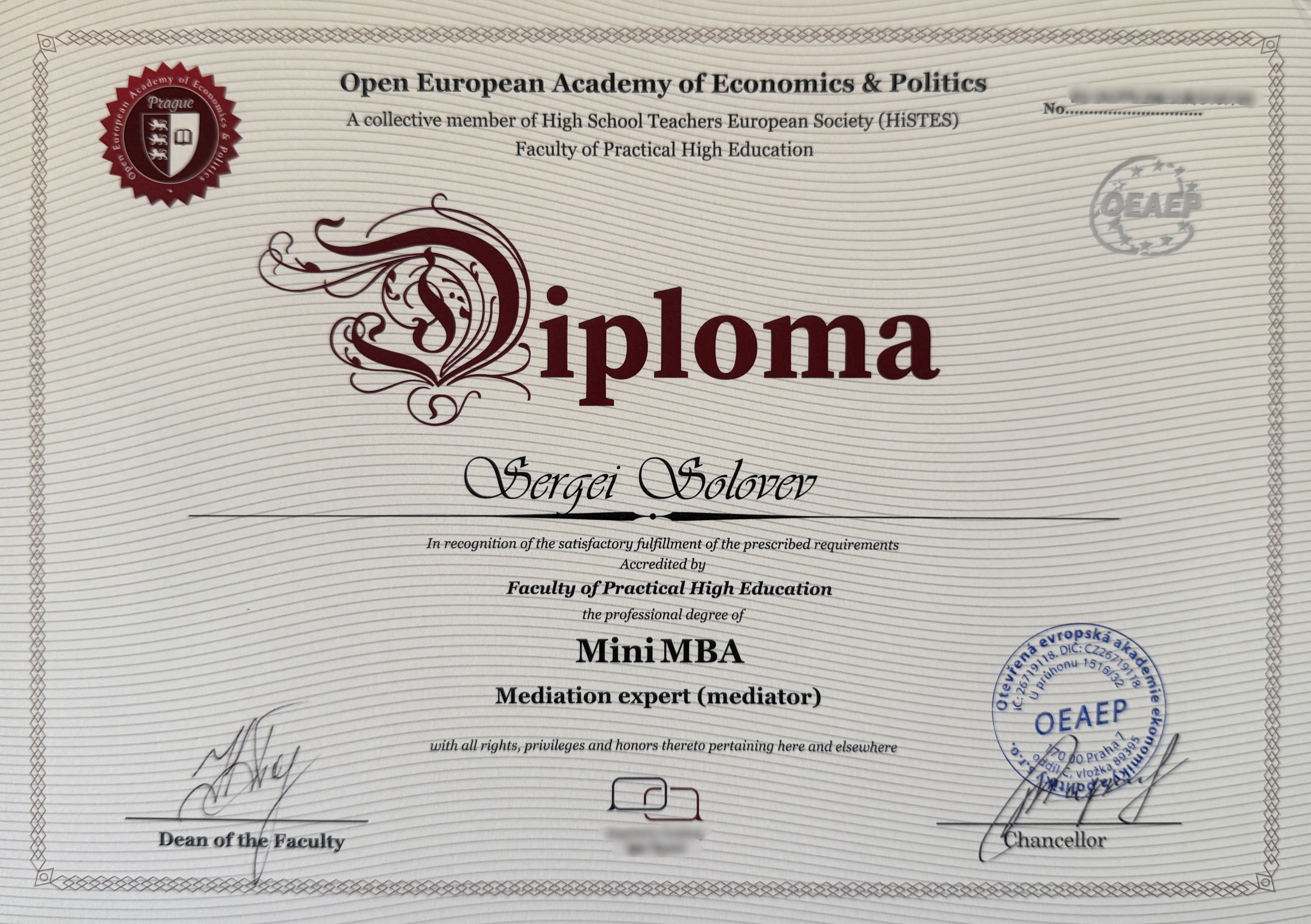 Mini MBA — Mediation expert (mediator)