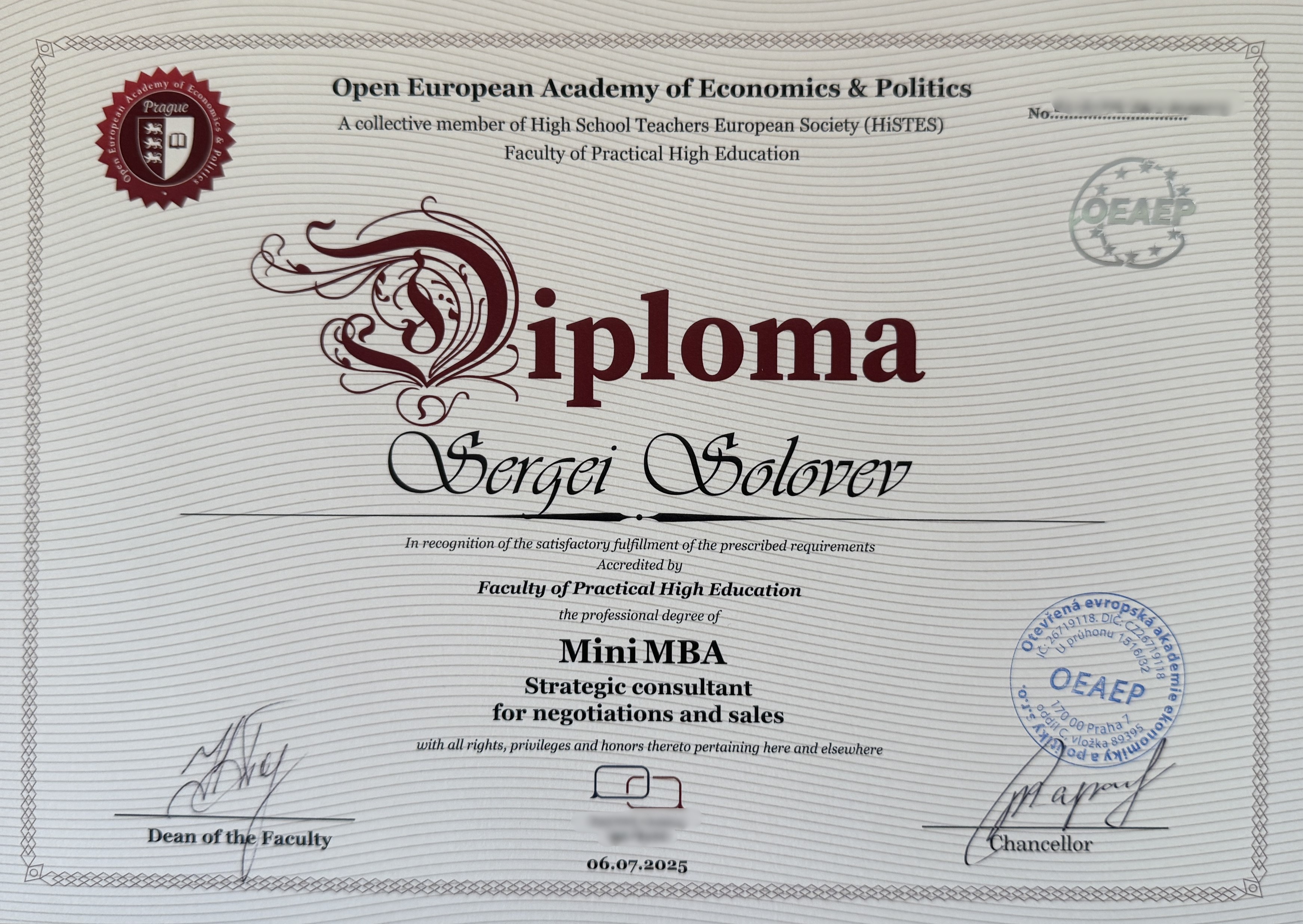 Mini MBA — Strategic consultant for negotiations and sales